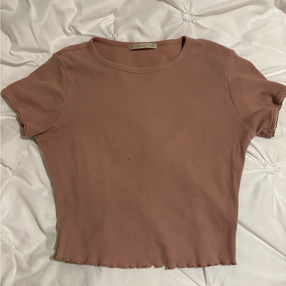 Nude pink crop top